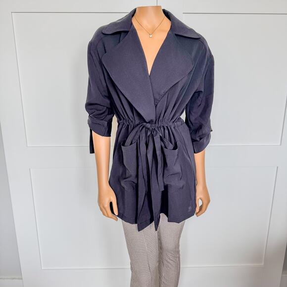 NWT-Miami of Francesca’s, Emilee Drawstring Black Utility Jacket, Women’s Small - Picture 2 of 10